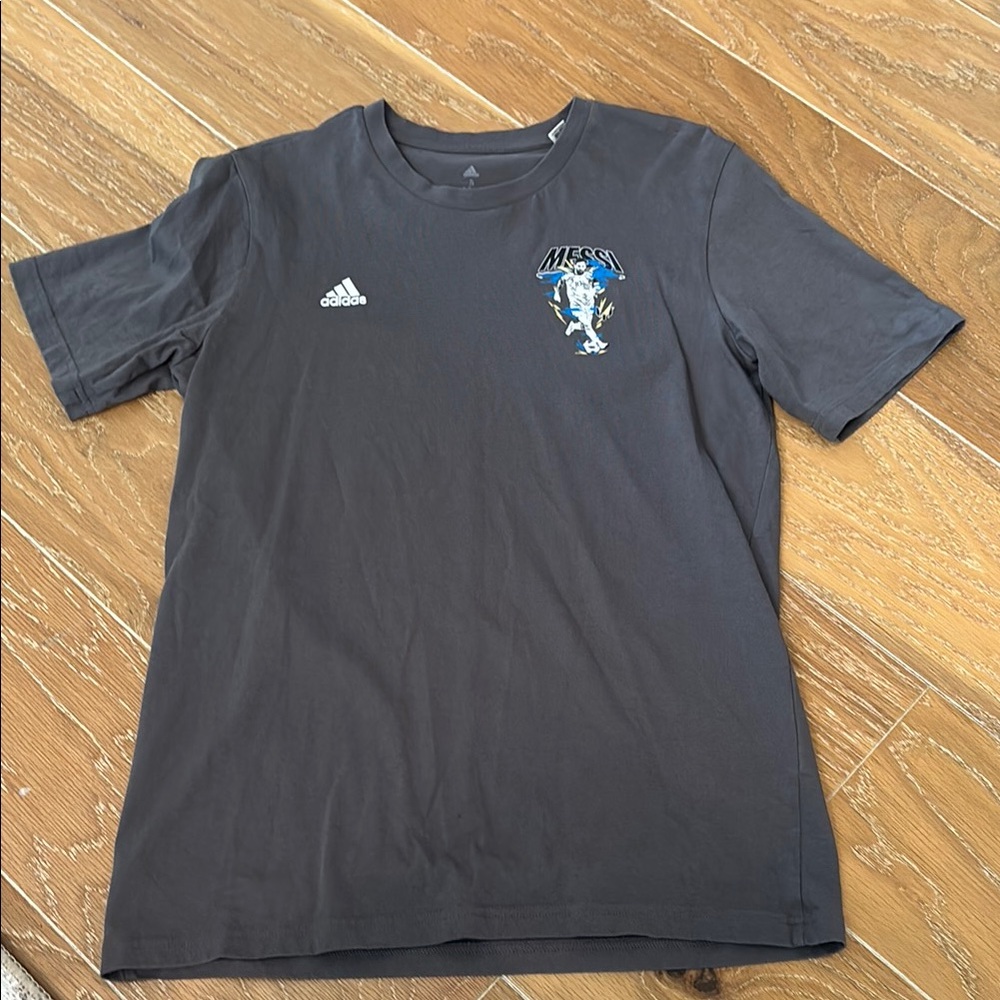 Adidas Charcoal Messi soccer Graphic Tee tshirt cotton shirt Small